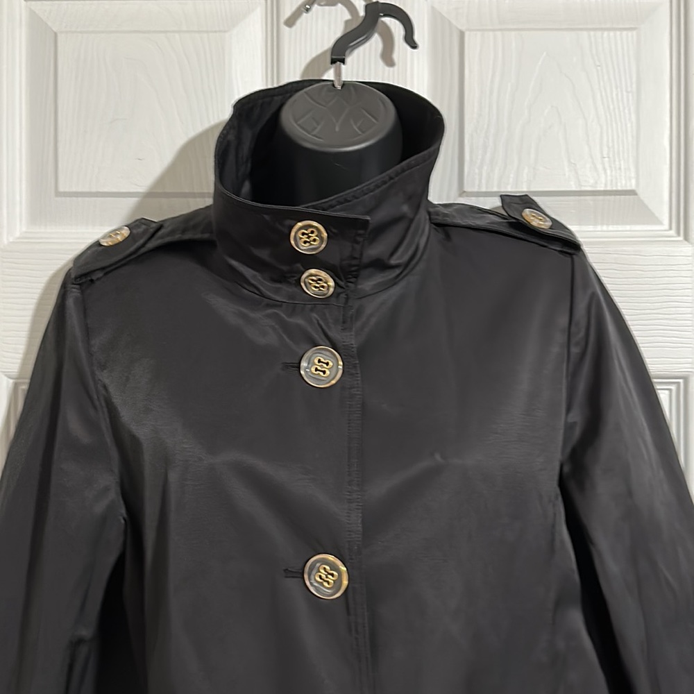 Larry Levine Button Down Black Mid Length Rain/Tr… - image 3